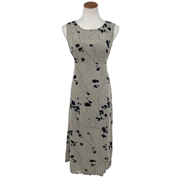 Vintage Petite Sophisticate Layered Floral Sleeveless Waist Tie Dress w/ Slip - Picture 1 of 15